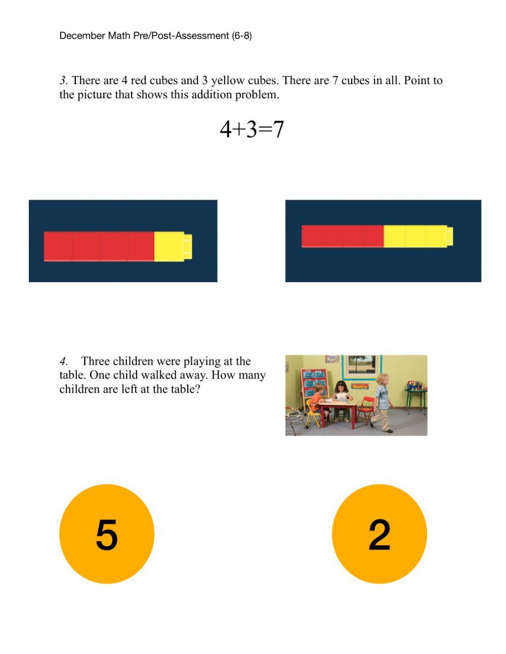 December Math Pre-Post Assessment (6-8)