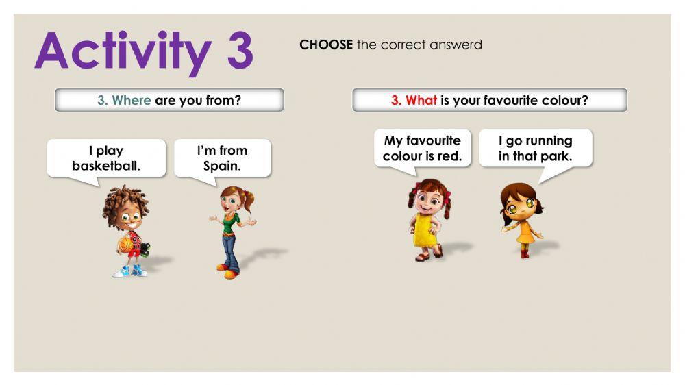 Wh questions Activity 2