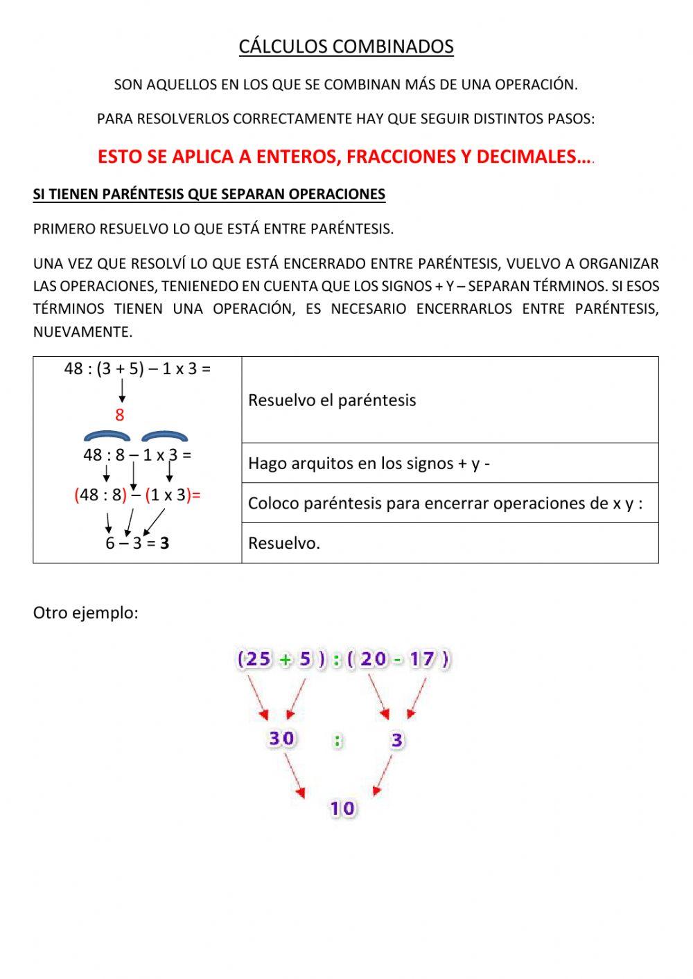Ejercicios combinados FRACCIONES 3