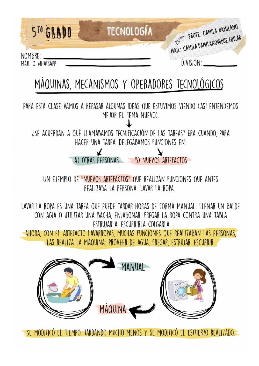 5to - Tecnología - Máquinas, mecanismos y operadores tecnológicos