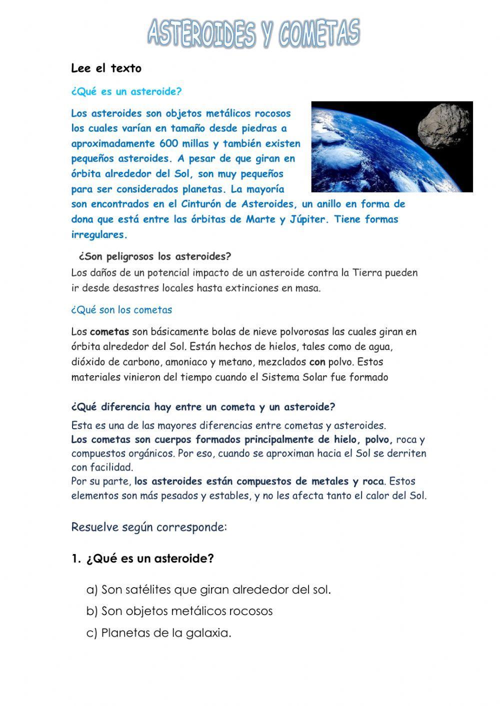 Cometas y asteriodes