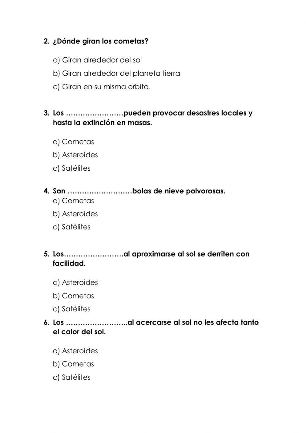 Cometas y asteriodes