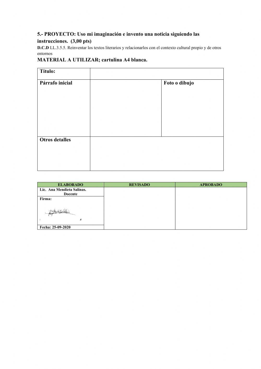 Evaluación quimestral quinto ac