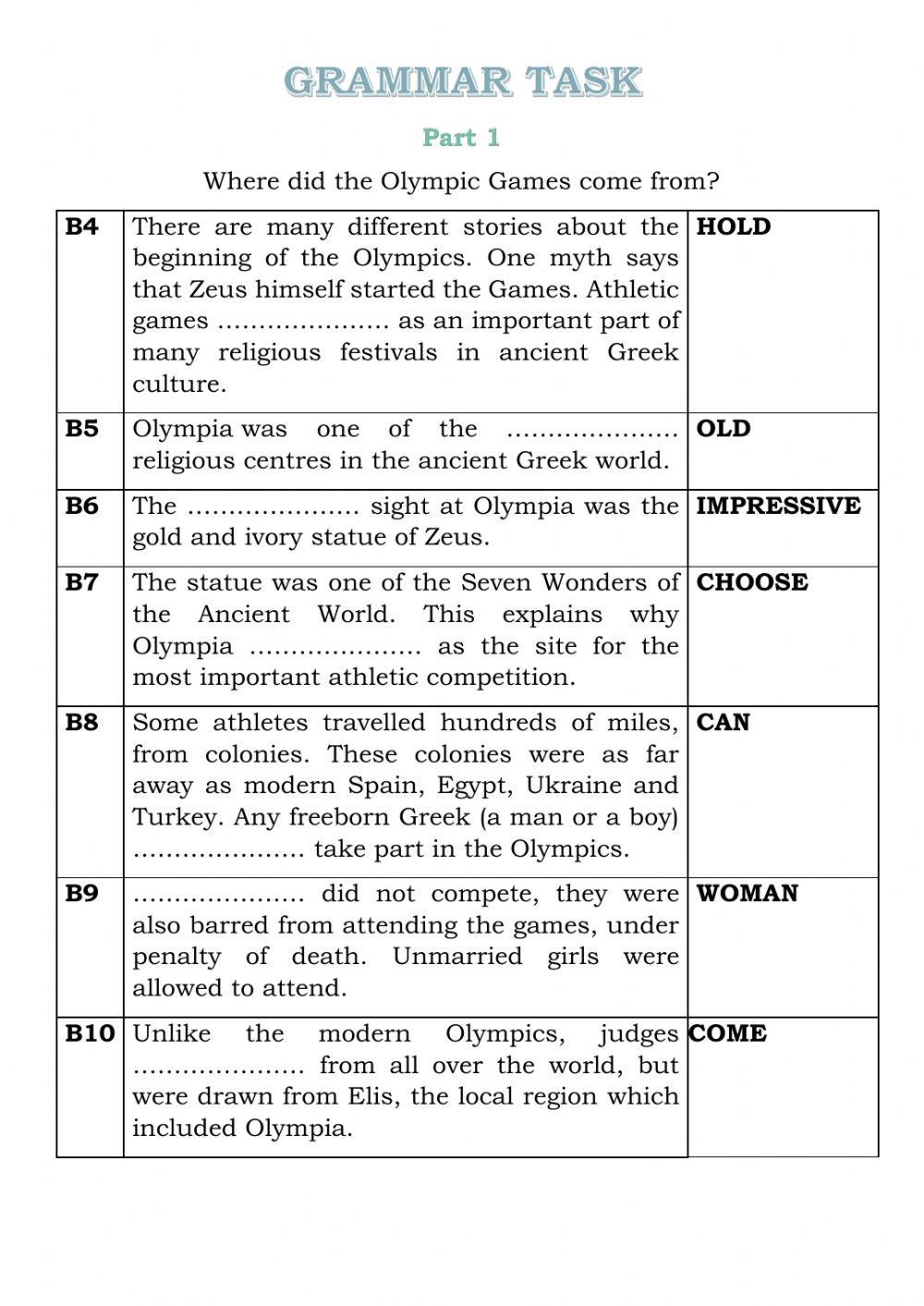 Grammar Task 1 (ЕГЭ)