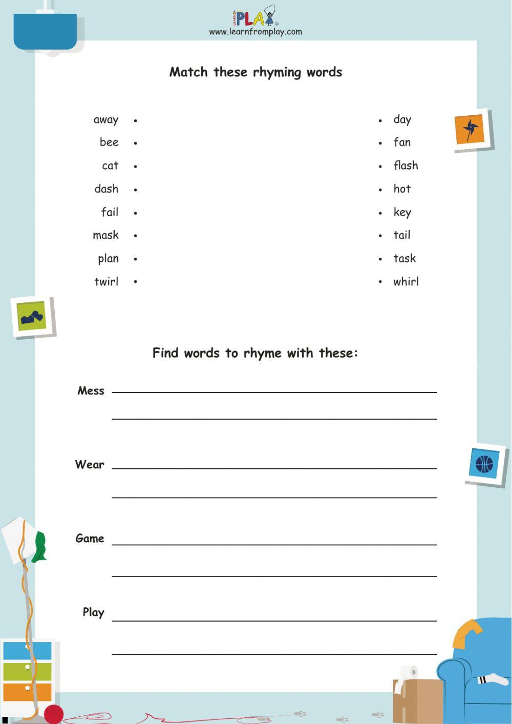 Cat and Dog Rhyming Words worksheet Live Worksheets