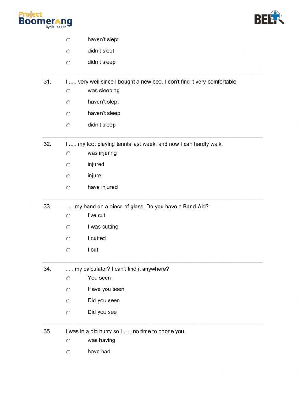 BELT Grammar Practice