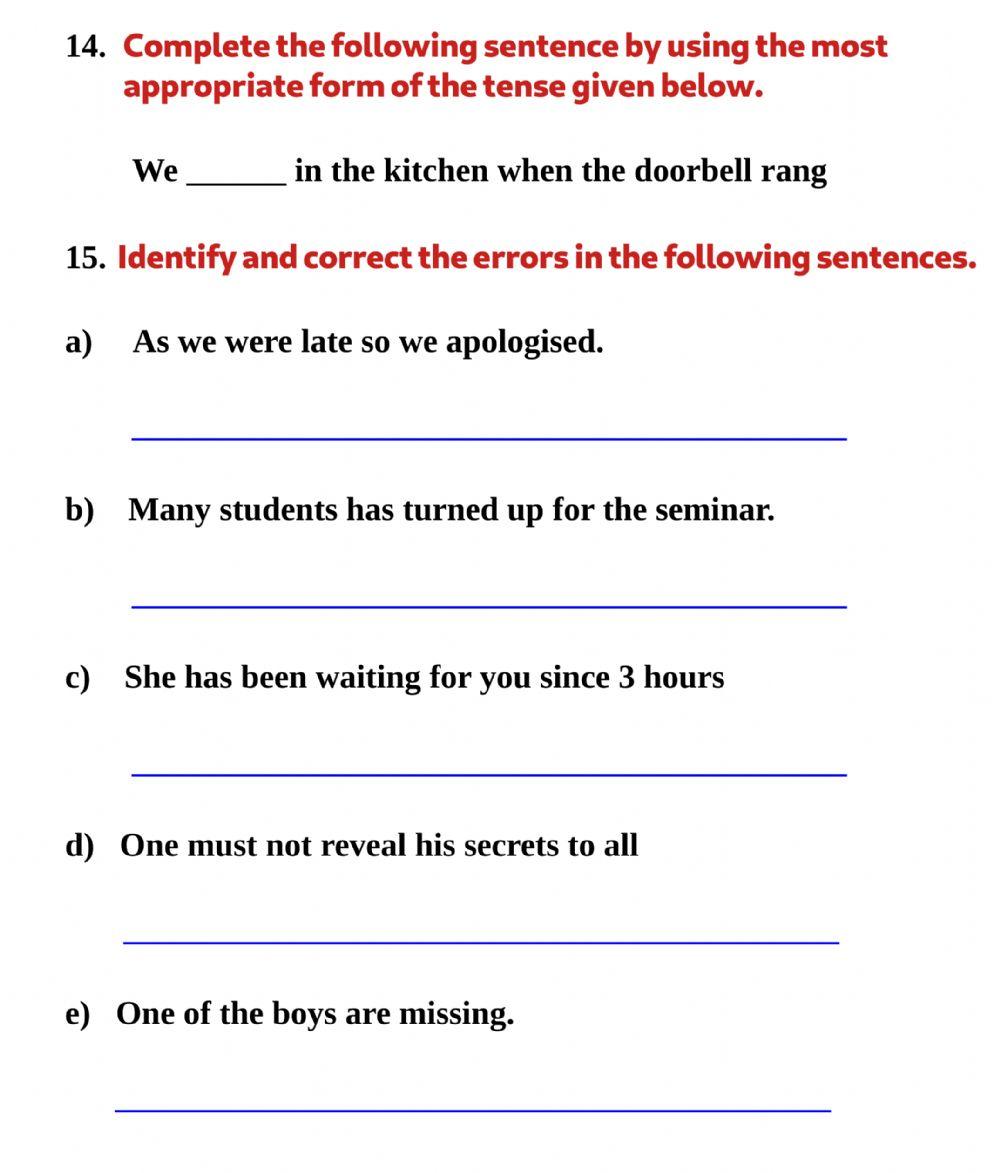 English Question Paper One Marks -Set 5