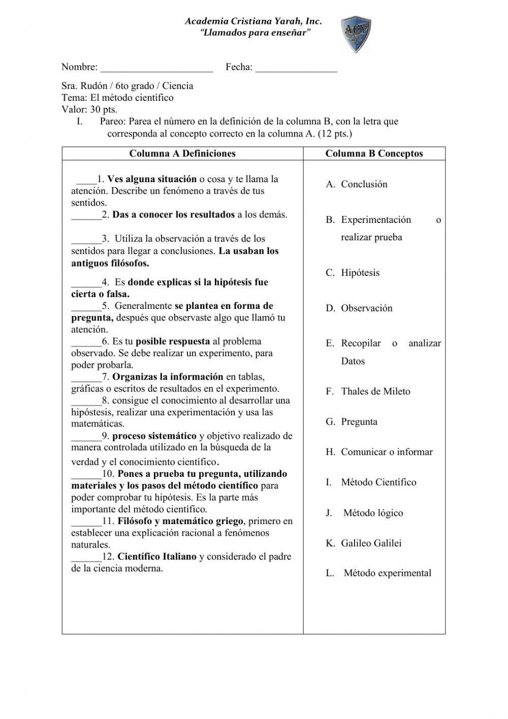 Examen el método científico