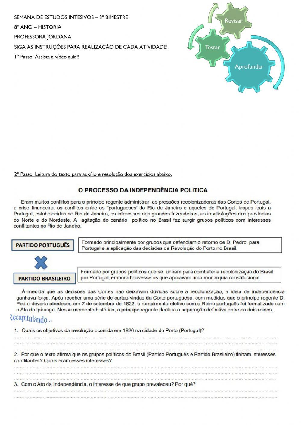 Recuperação História 8 ano