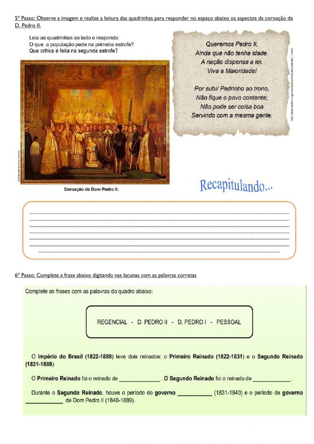 Recuperação História 8 ano