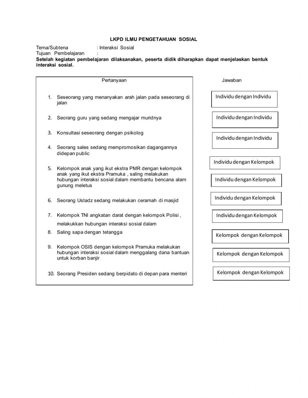 Bentuk Interaksi Sosial