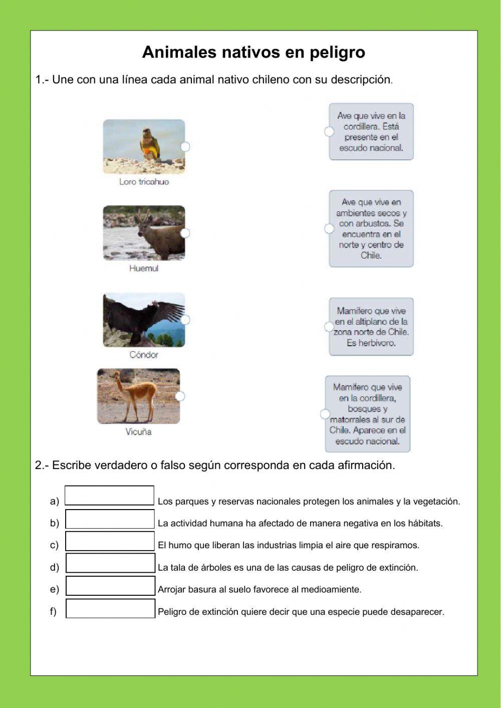Animales nativos en peligro