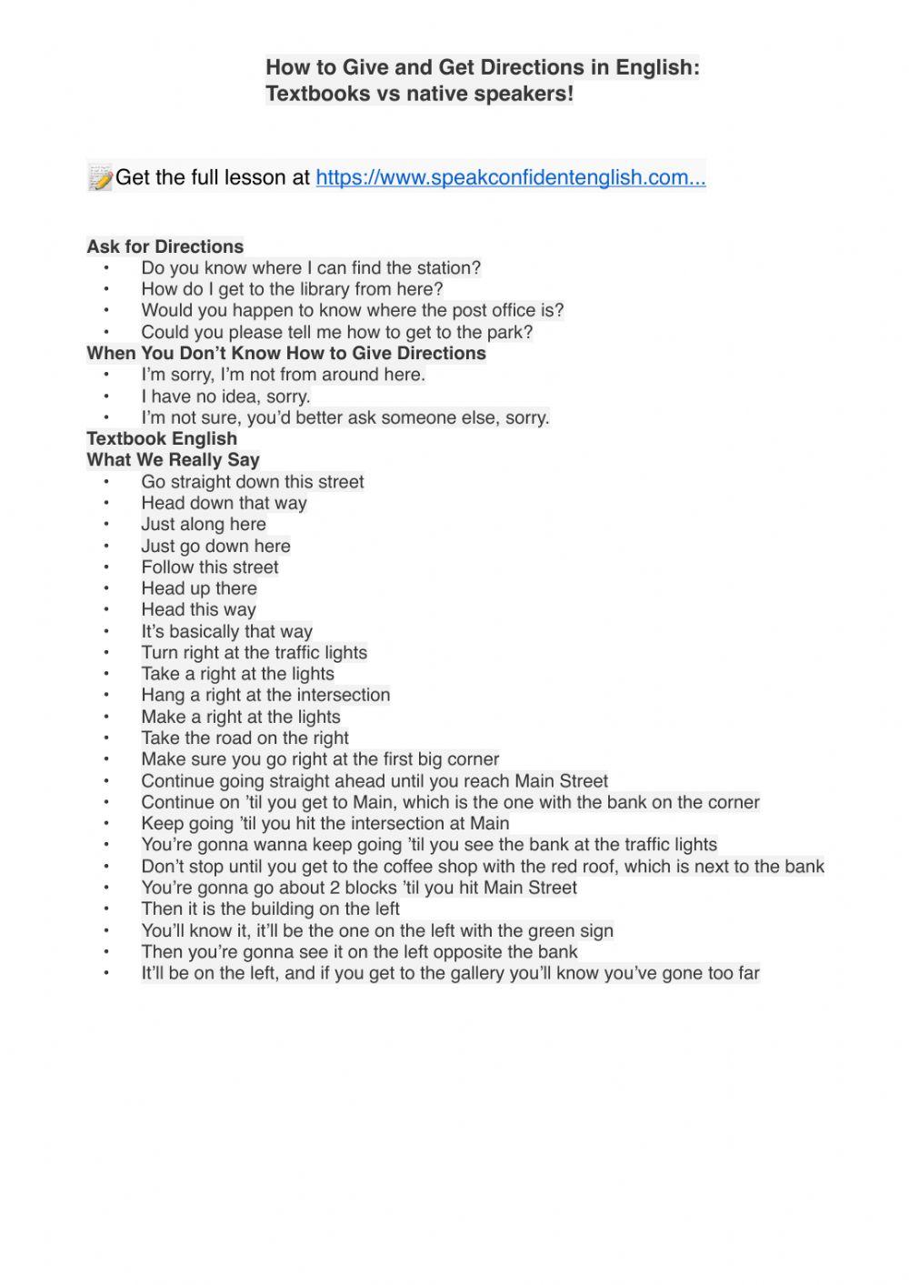 Aksing and giving directions