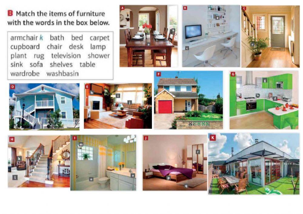 Furniture online activity for English Live Worksheets
