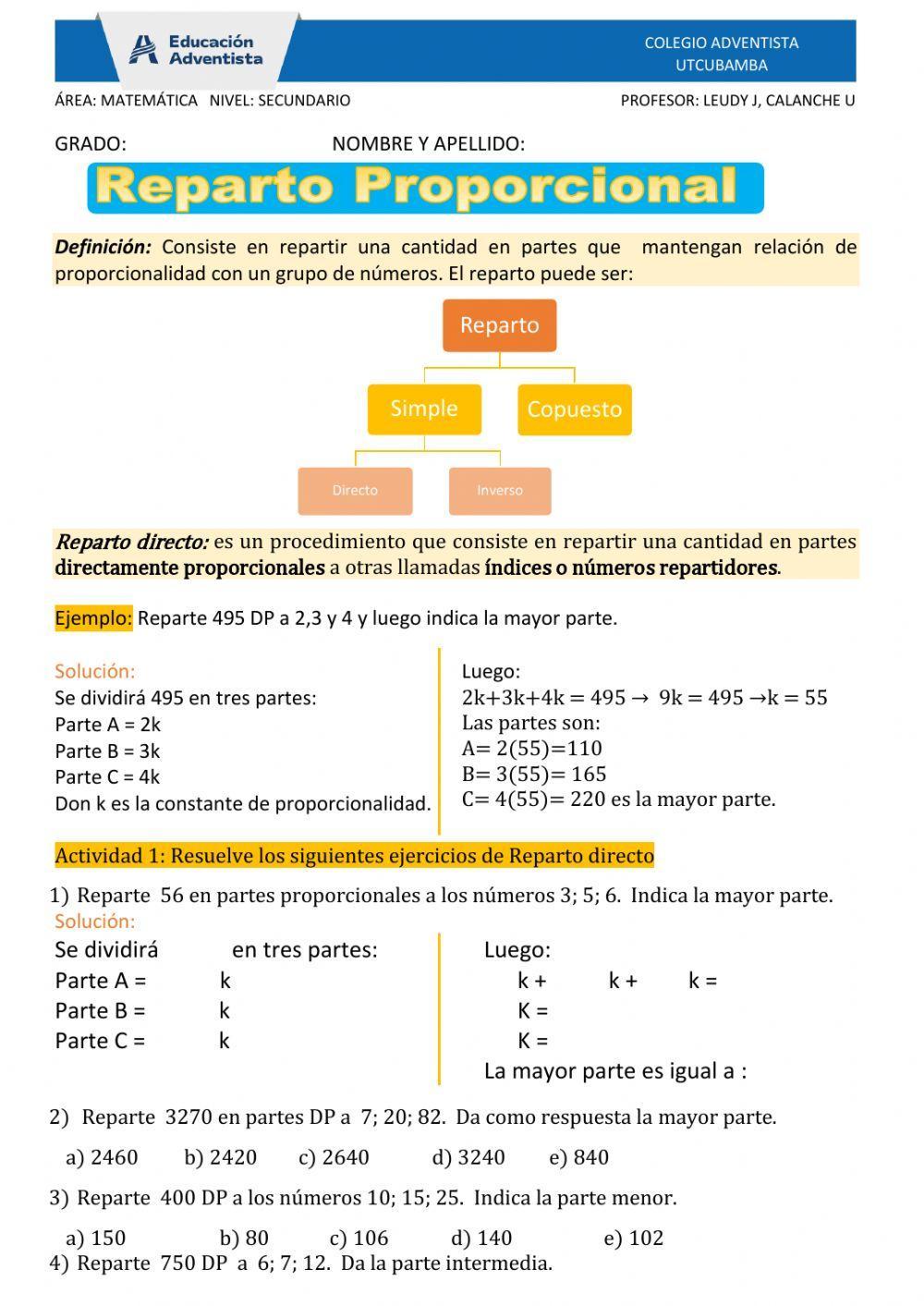 REPARTO PROPORCIONAL