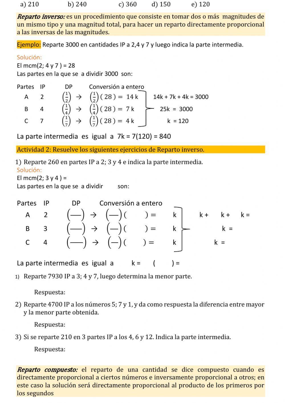 REPARTO PROPORCIONAL
