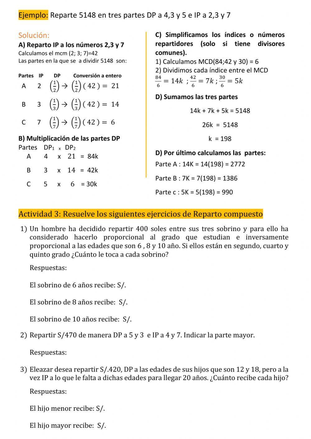 REPARTO PROPORCIONAL