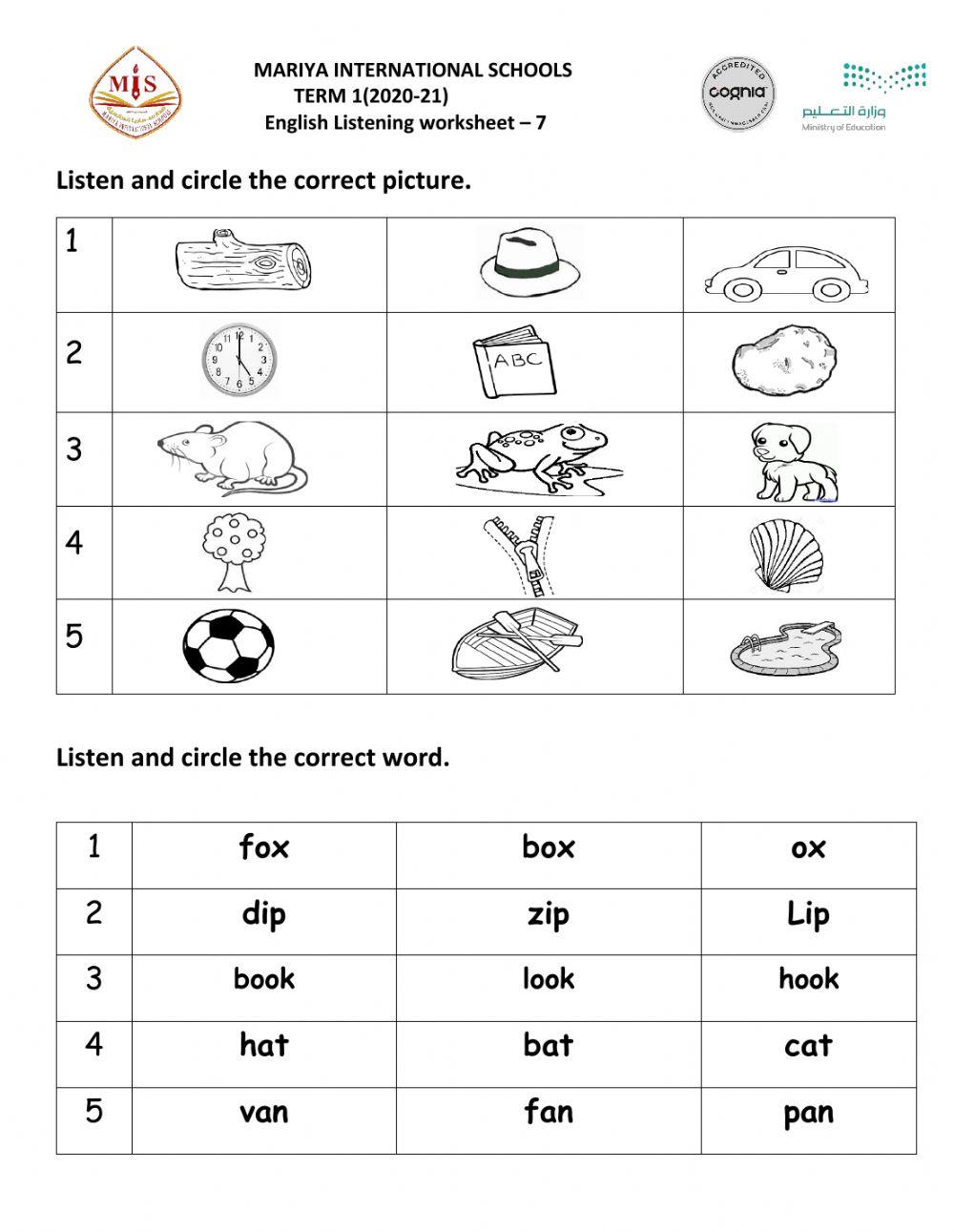 Listening worksheet