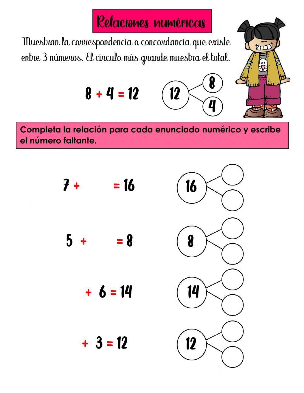 Realciones numéricas (suma)