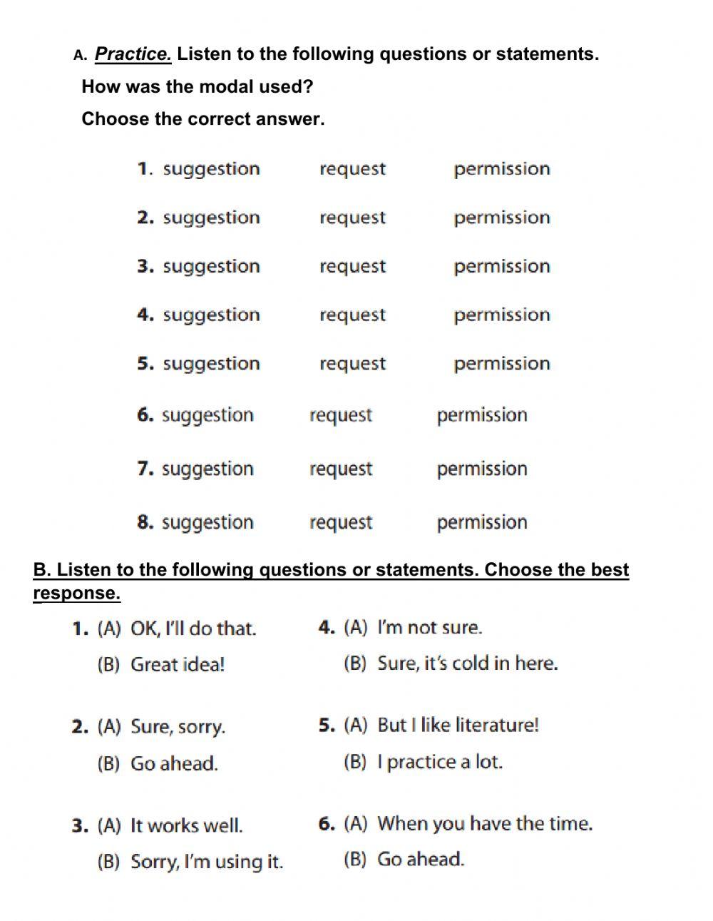UNIT 6. AROUND THE HOUSE 4. LIISTENING STRATEGY MODALS. 