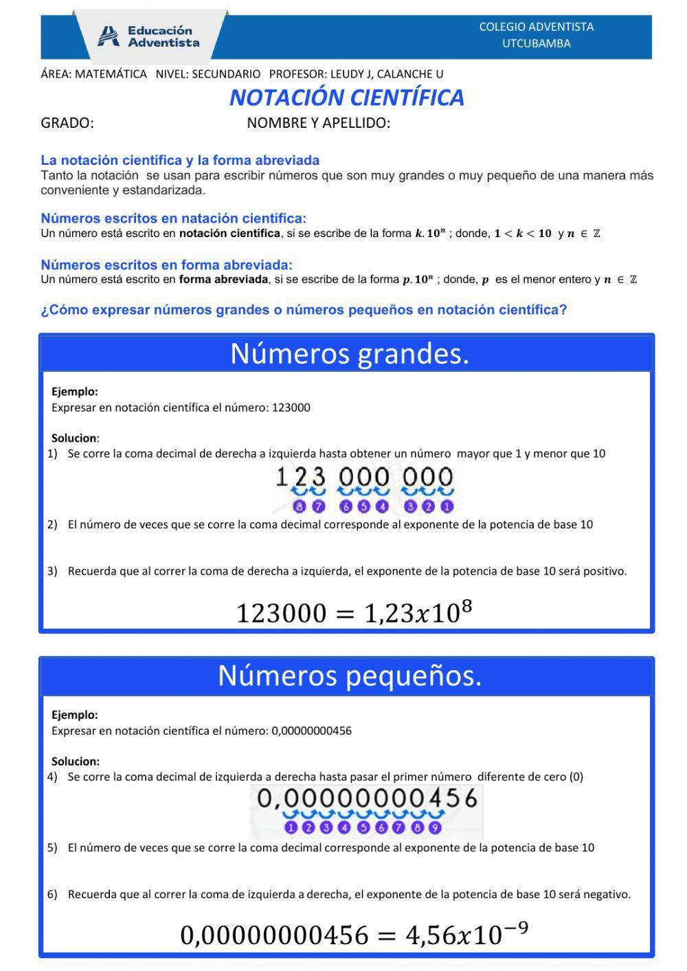 NOTACIÓN CIENTÍFICA