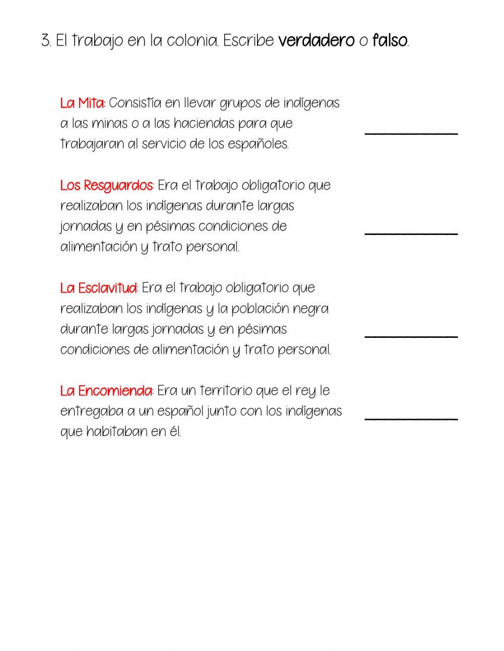 Evaluación Historia- La colonia