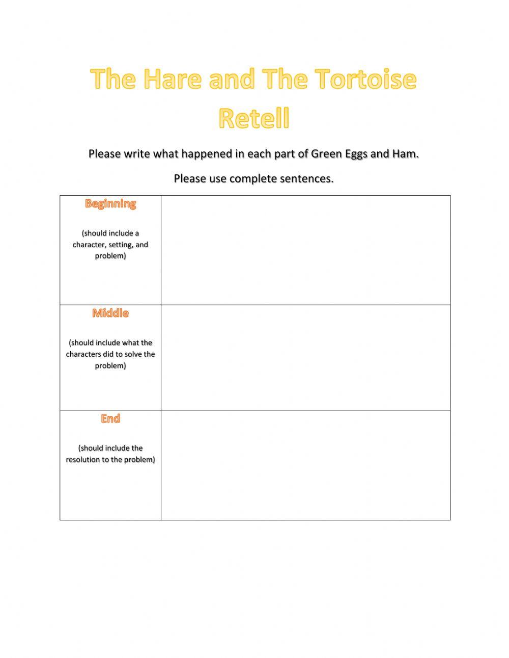 The Hare and the Tortoise Retell