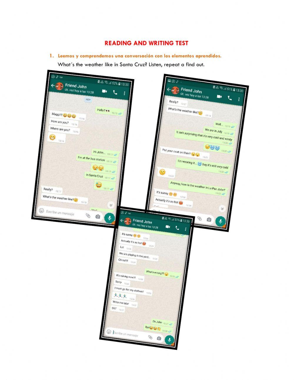 Reading and writing test