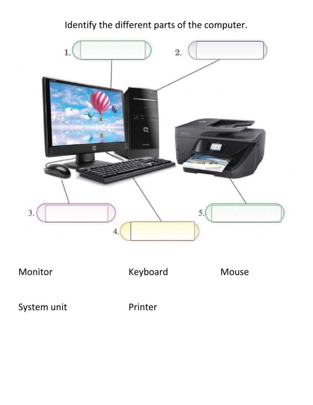 Computer parts online worksheet for 2 | Live Worksheets