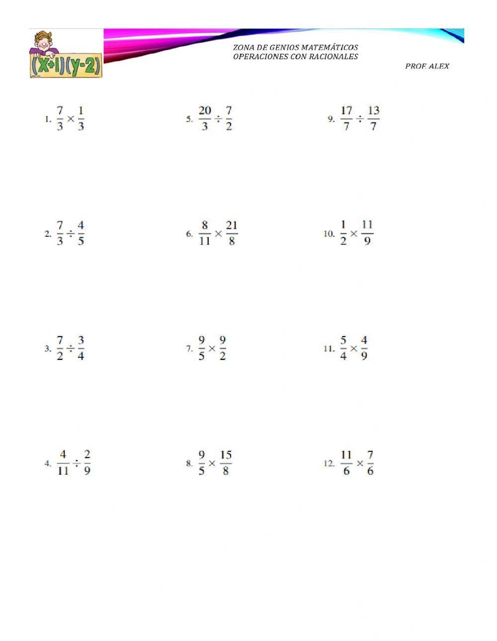 Multiplicación y división de fracciones