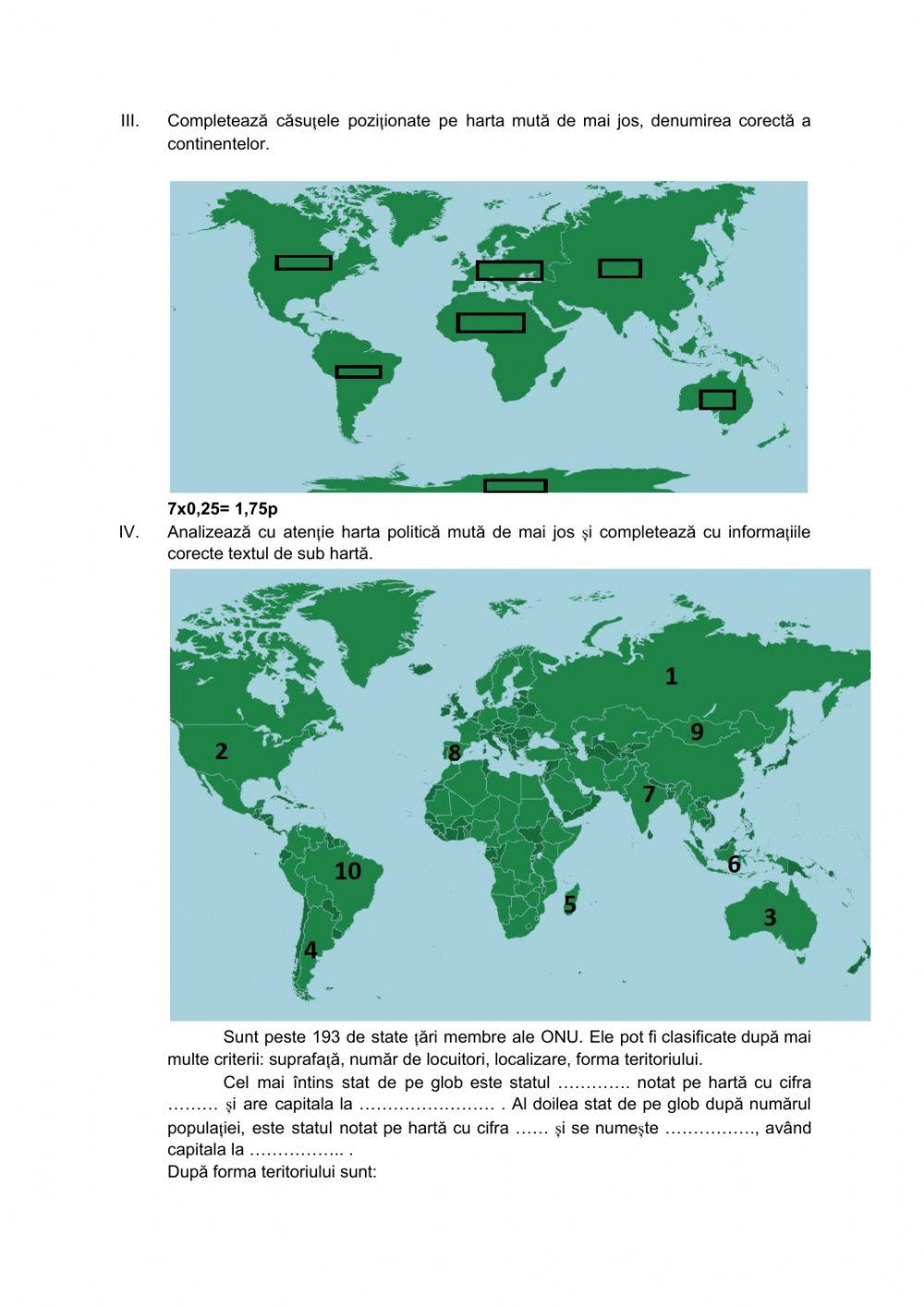 Test secvențial Cunoașterea lumii în care trăim