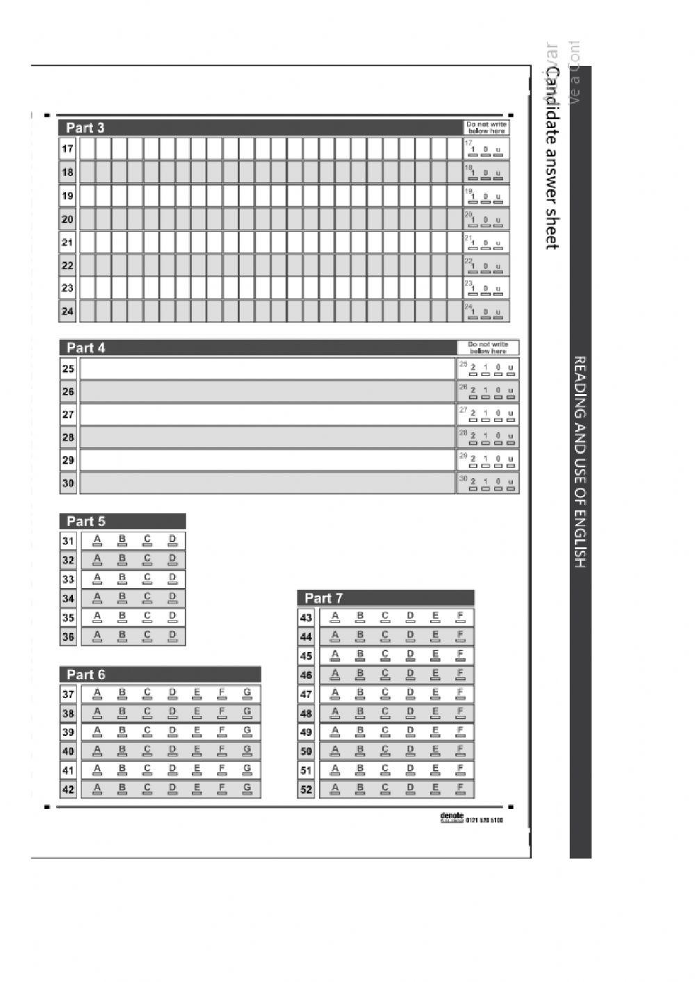 Mock B reading and use of English