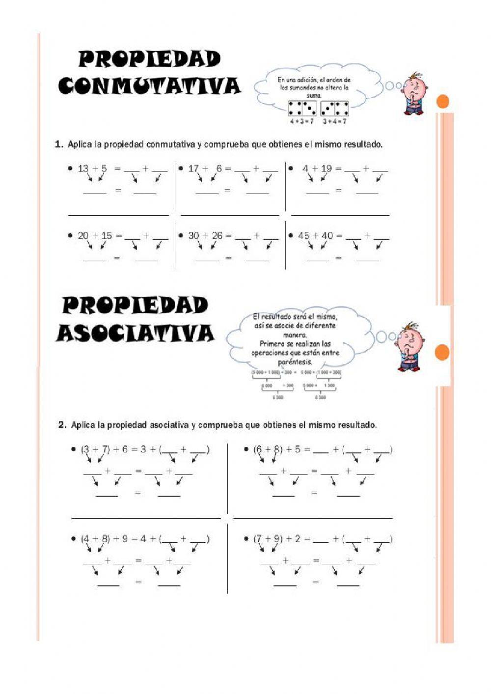 Propiedades asociativas, conmutativa y aproximación. Sumas y Restas