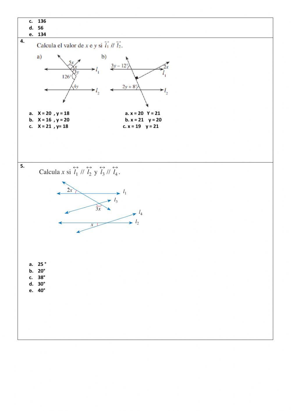 Ángulos entre paralelas