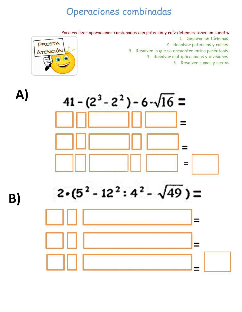 Portencias,raiz y combinados
