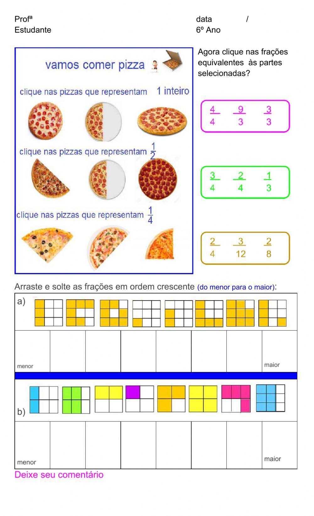 Comparação de fração