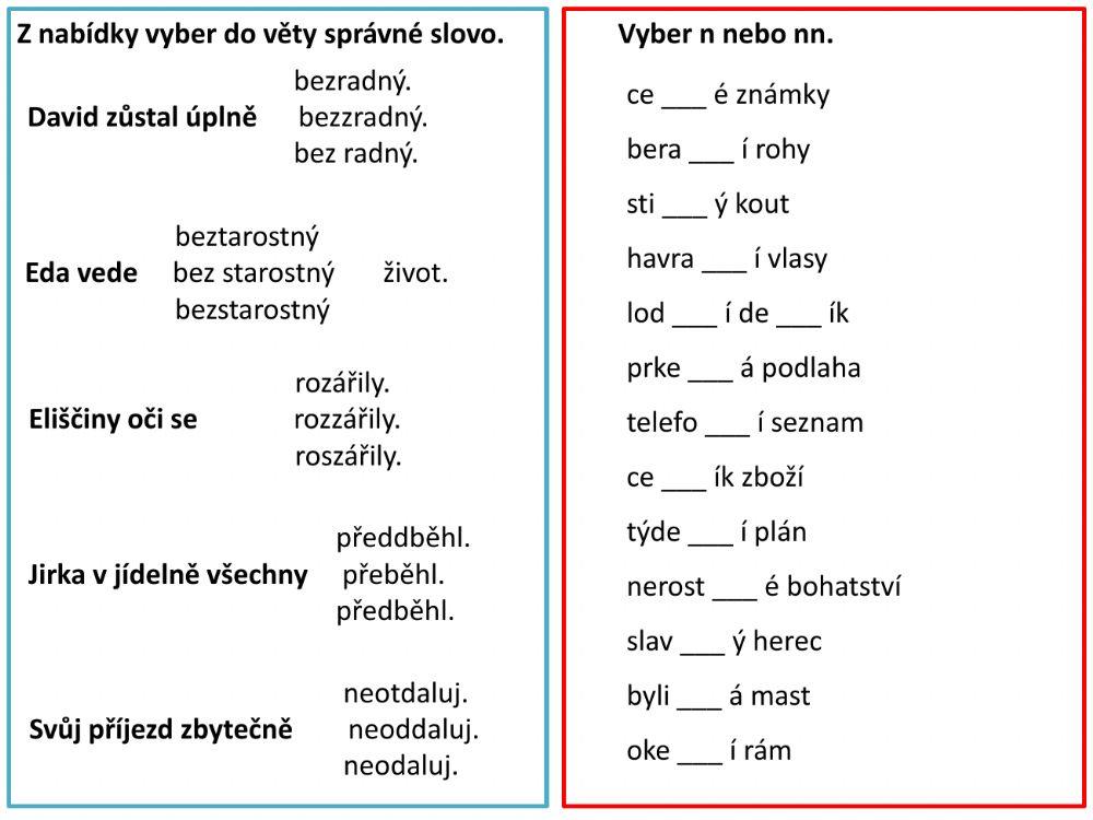Odvozování slov - procvičování