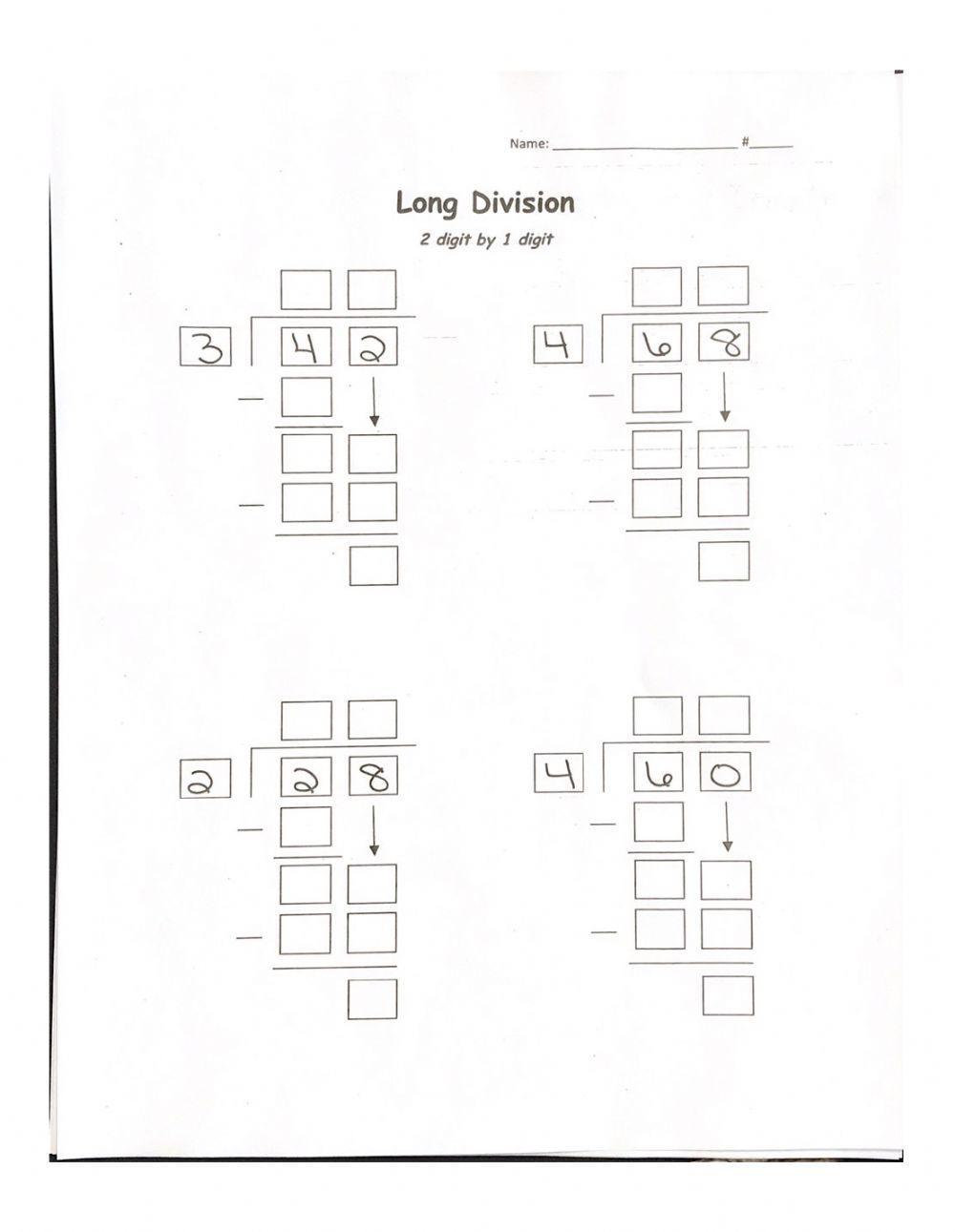 Long Division 2 digit by 1 digit No Remainder Long Division 2 digit by 1 digit No Remainder
