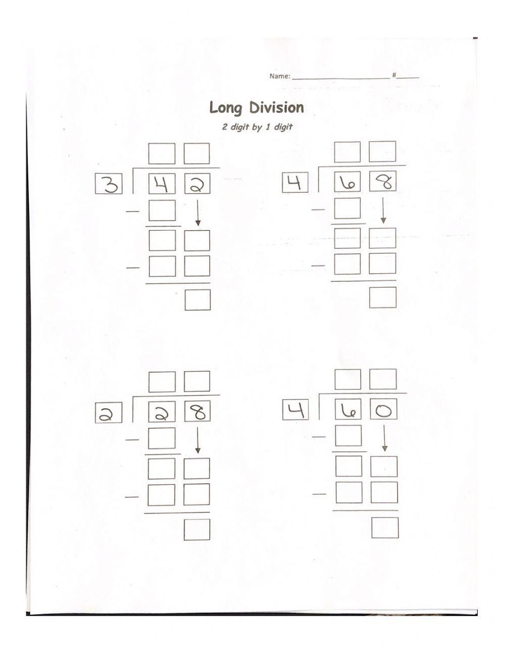 Long Division 2 digit by 1 digit No Remainder