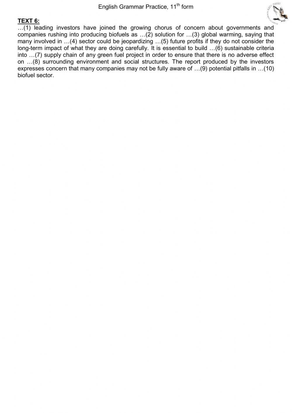 Articles with Common Nouns (text exercises)