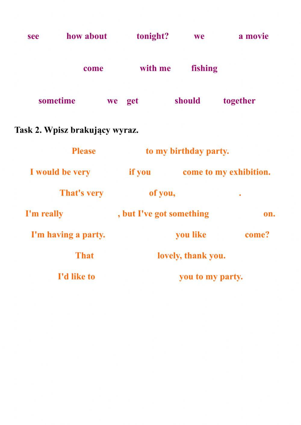 Funkcje językowe - zapraszanie