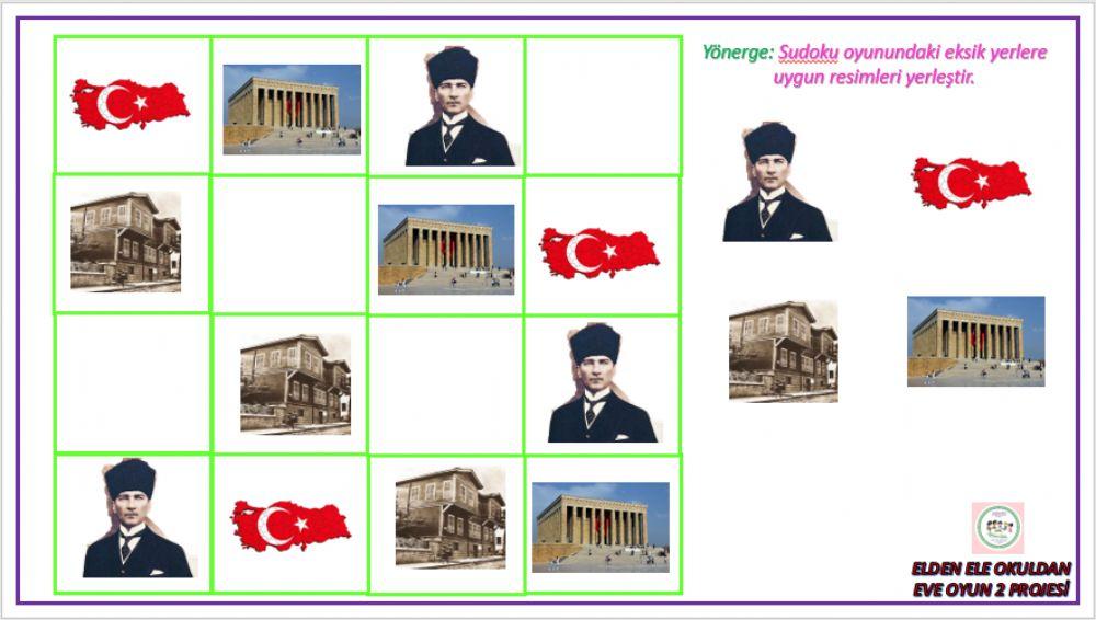 elden ele okuldan eve oyun 2 projesi(Atatürk sudoku)