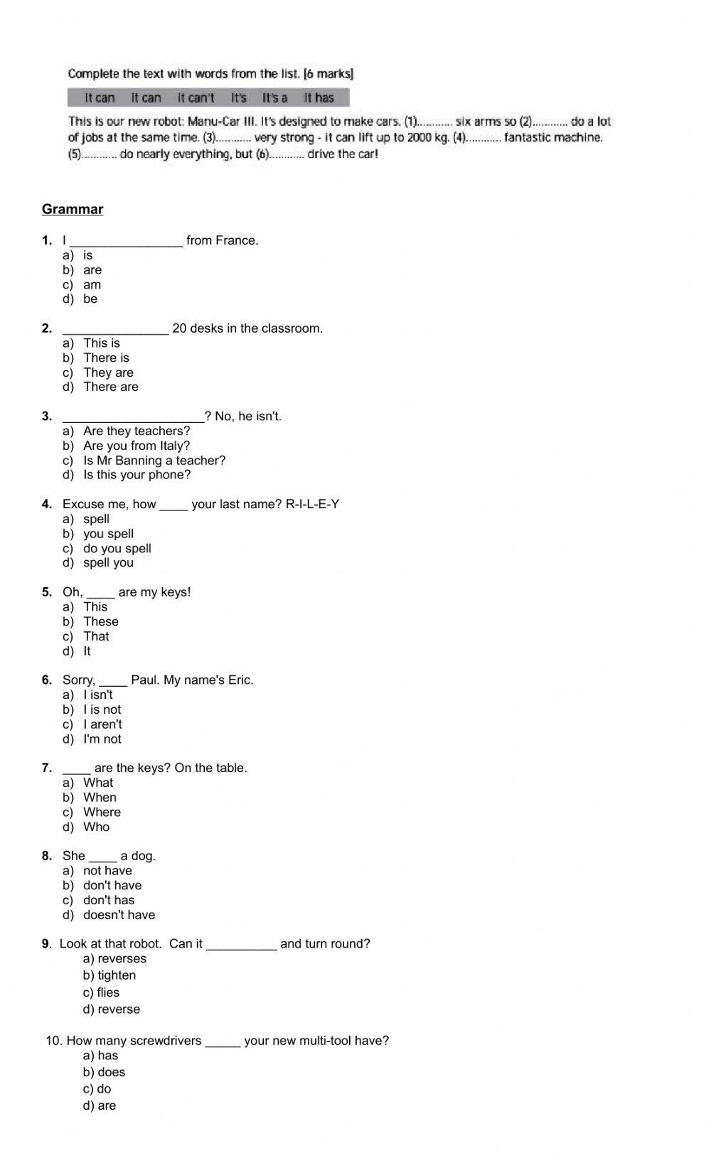 Evaluación 1er año escuela técnica
