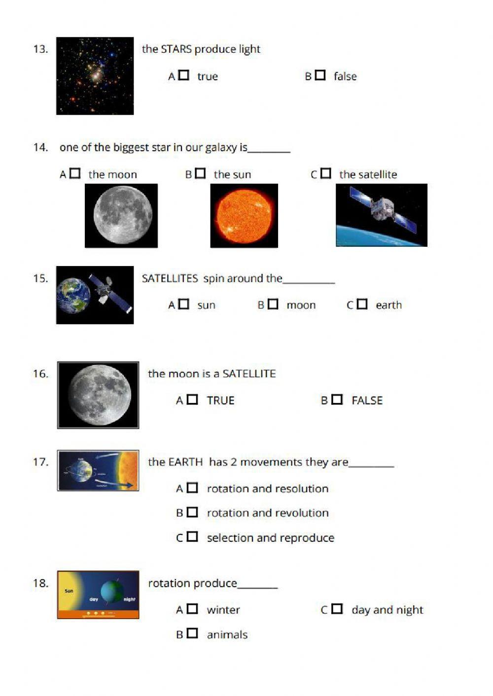 Celestial bodies quiz