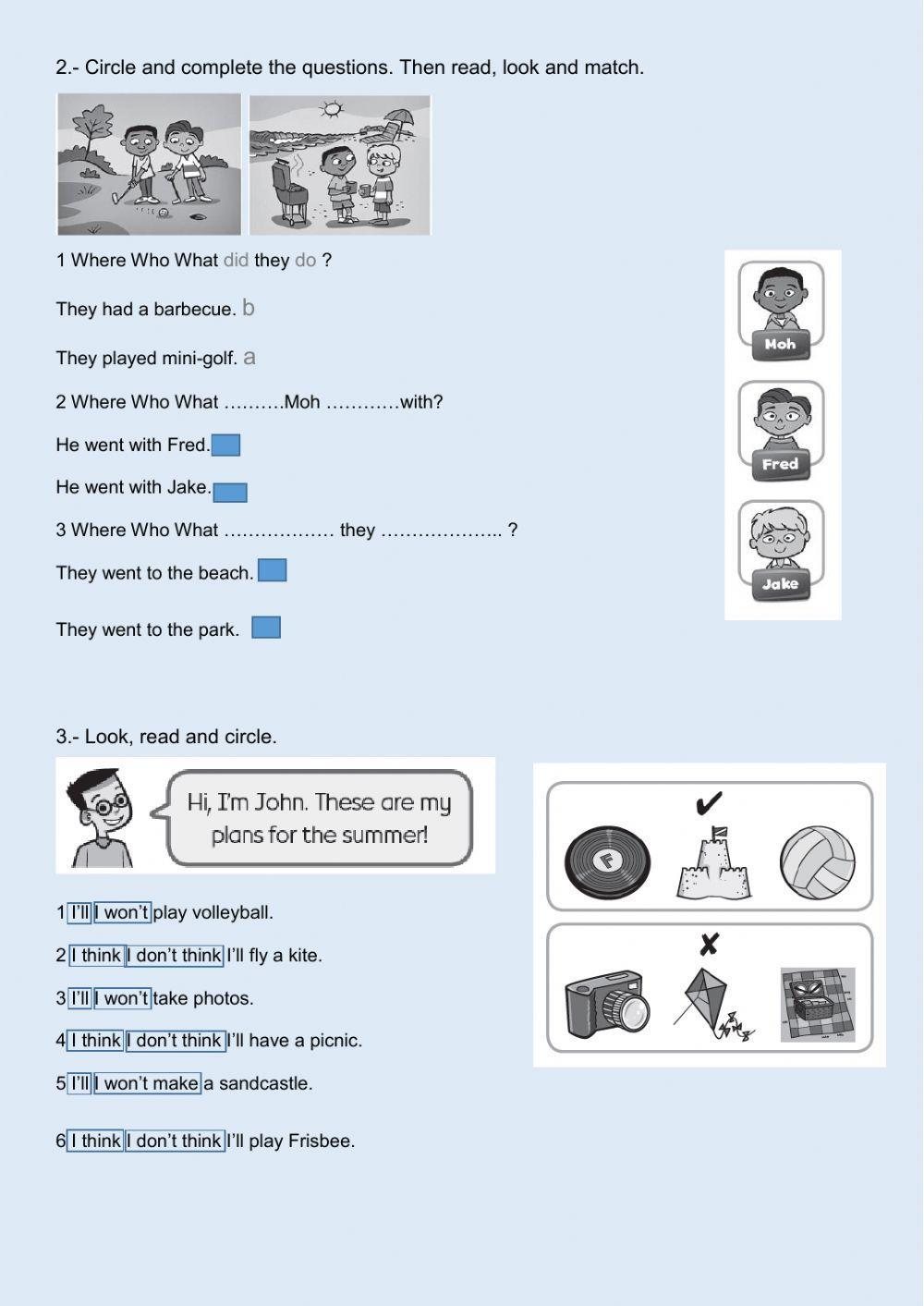 Will or won't & wh- questions in the past