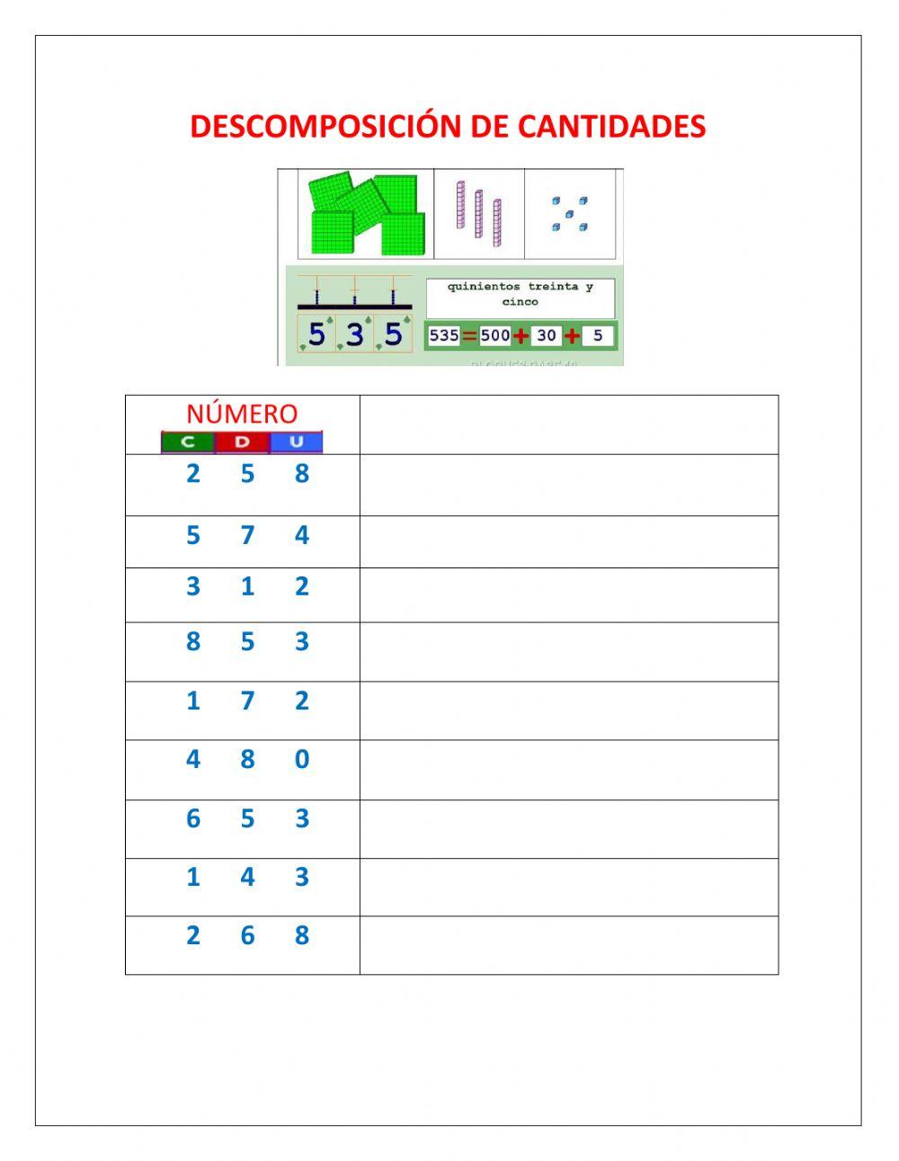 Descomposicion de cantidades