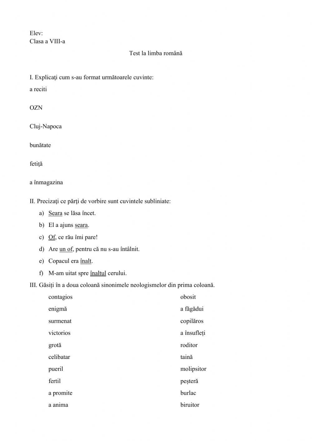 Test 8 vocabular worksheet | Live Worksheets