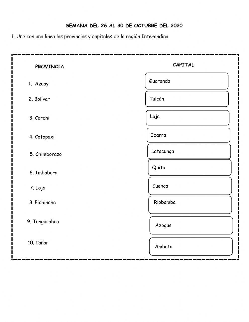 Provincias y capitales