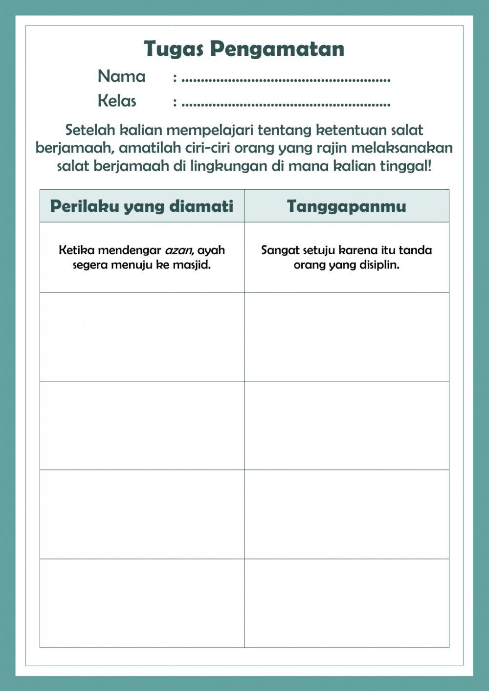 Tugas Pengamatan Salat Berjamaah