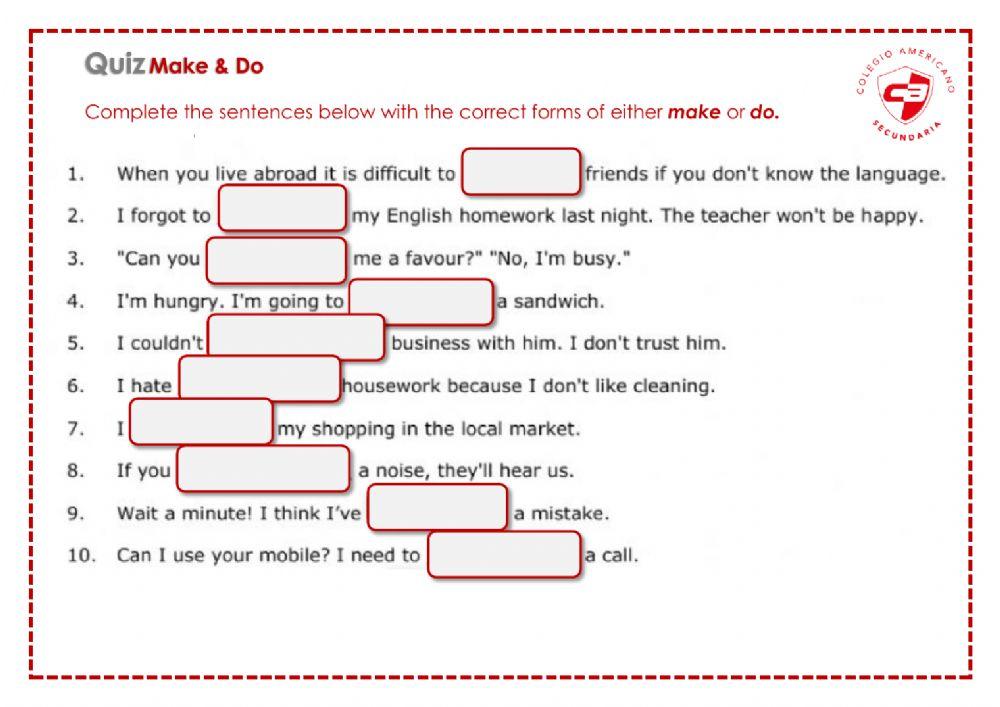 Grammar Quiz, Do & Make